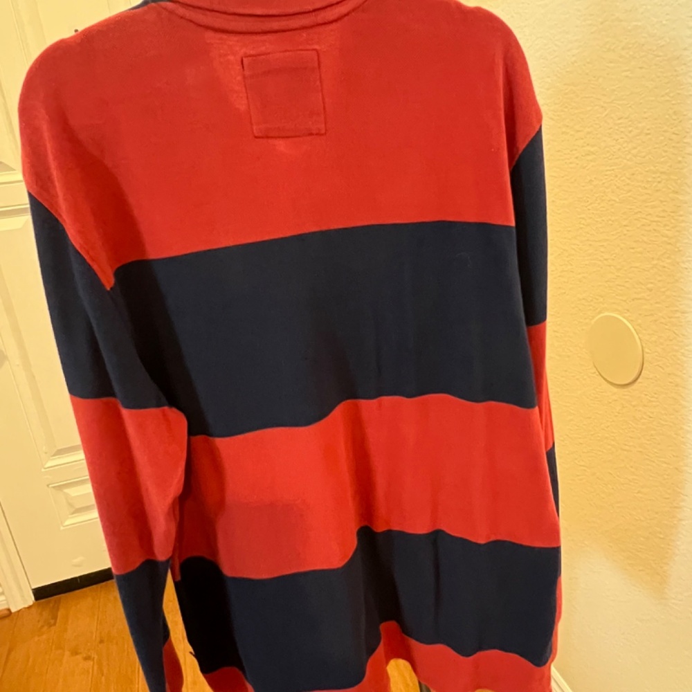 Izod Rugby Shirt, Size XL, Color Reddish/Orange & Blue Stripes - Picture 4 of 4